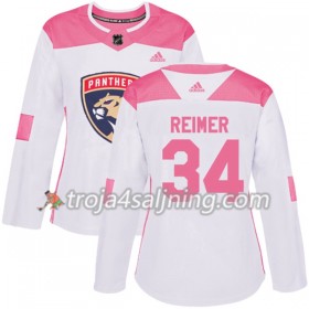 Florida Panthers tröja James Reimer 34 Vit 2017-2018 Adidas Rosa Fashion Authentic - Dame NHL Tröjor
